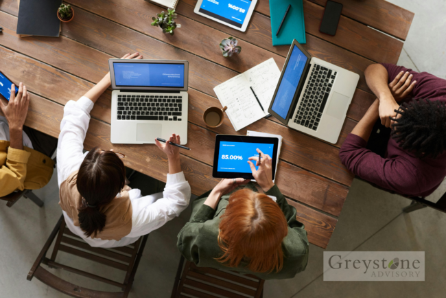 Meeting around a table business setting